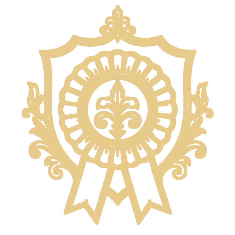 Gold rosette crest emblem for CKC registration of Kid's Best Doodle puppies